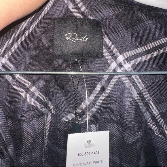 NWT Rails Bianca Dress Onyx Slate White Black Plaid Long Shirt Sz S #S2 - Picture 6 of 7